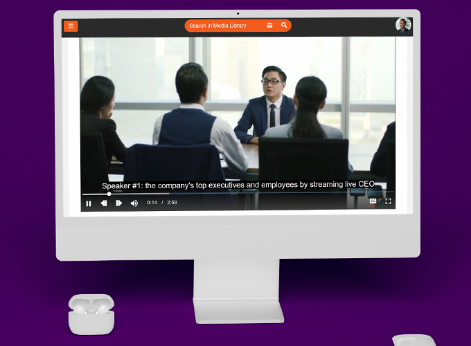 A computer screen with a video a conference meeting being played.