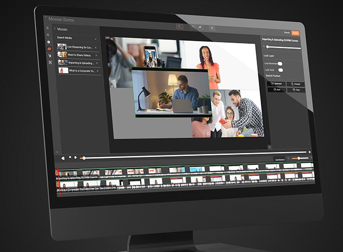 Studio Space environment showing the Mosaic multi-stream view screen in EnterpriseTube